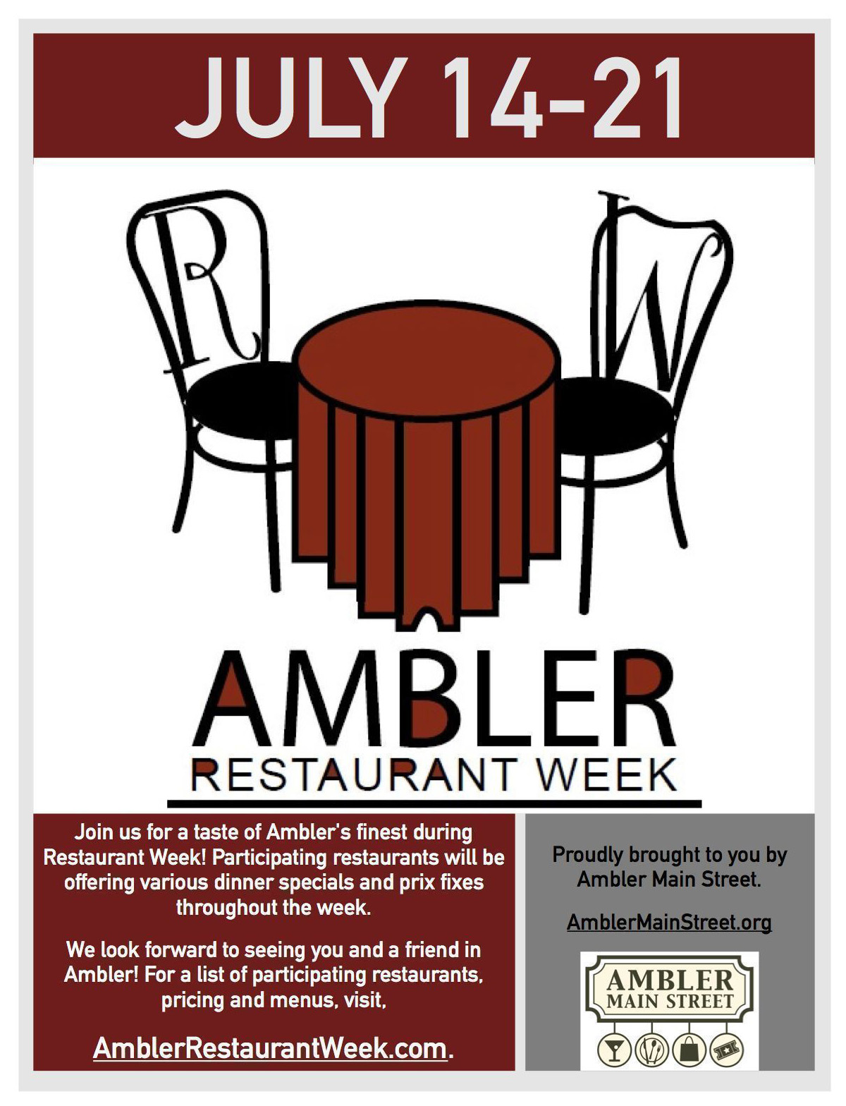 Ambler Restaurant Week is back on July 1421, 2014!